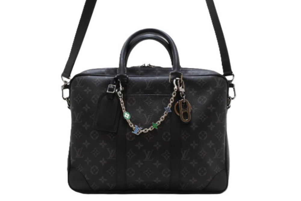 LOUIS VUITTON Porte Documents Voyage Briefcase Monogram Eclipse Black charm